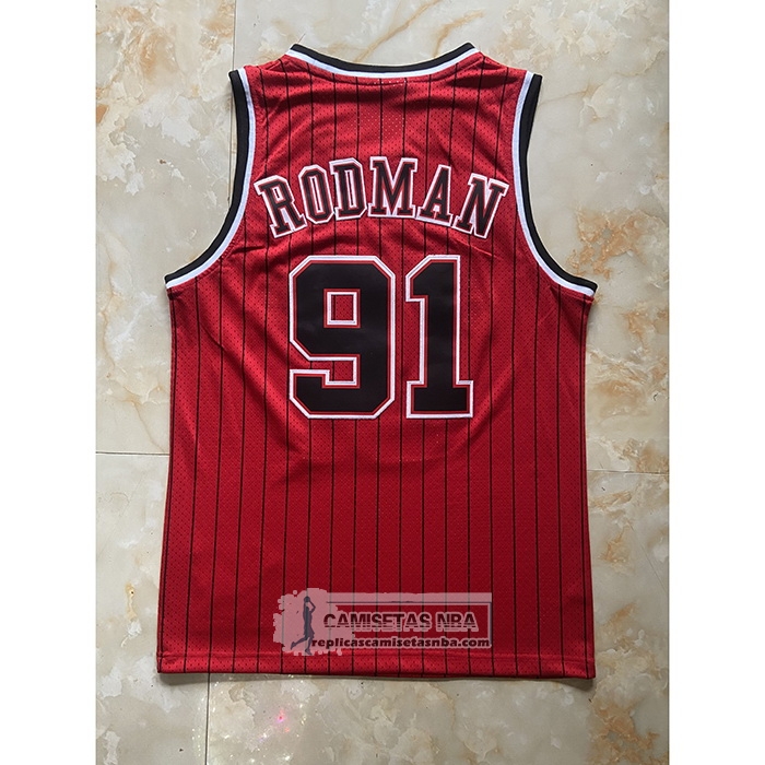 Camiseta Chicago Bulls Dennis Rodman NO 91 Mitchell & Ness 1996-97 Rojo